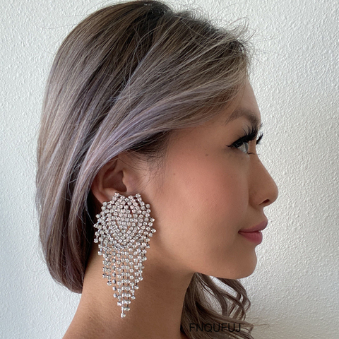 Pendientes de noche grandes para mujer, aretes colgantes grandes de cristal con estilo de moda para mujer, regalo de joyería para fiesta y boda 2022 ► Foto 1/6