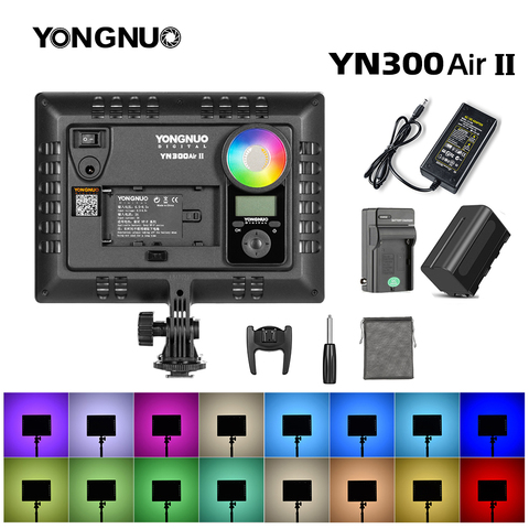 YONGNUO-luz LED para cámara de vídeo YN300AIR II RGB, batería opcional con Kit de cargador, luz de fotografía y adaptador de CA ► Foto 1/6