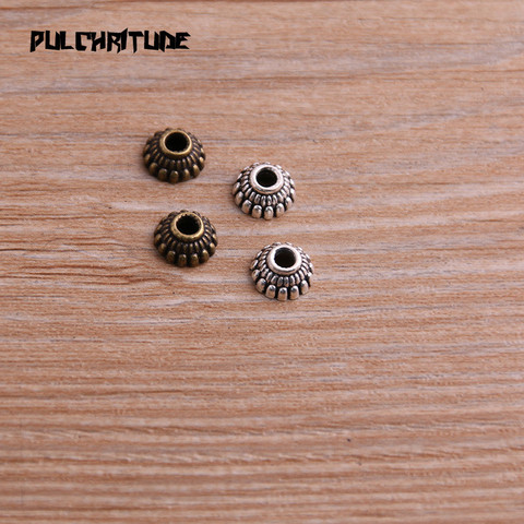 MINI colgantes de flores huecas, tapas de cuentas de dos colores de 4x8X8mm, accesorios de joyería, 100 Uds. ► Foto 1/5