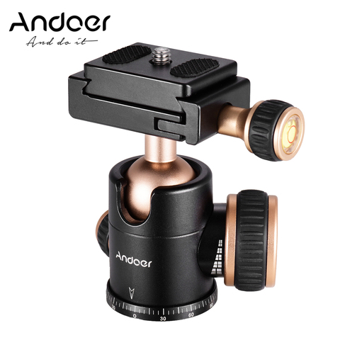 Andoer Q30 CNC Panorama rótula de bola de trípode de rotación de 360 grados con 1/4 pulgadas tornillo 3/8 pulgadas agujero de tornillo para Smartphone Cámara ► Foto 1/6