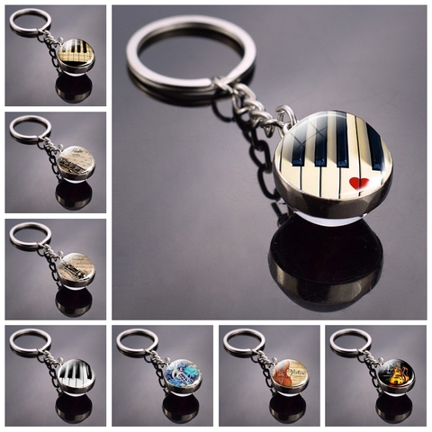 Piano llavero instrumentos de música hendido foto de vidrio bola clave cadenas guitarra clarinete flauta violín colgante llavero Dropshipping. Exclusivo. ► Foto 1/4