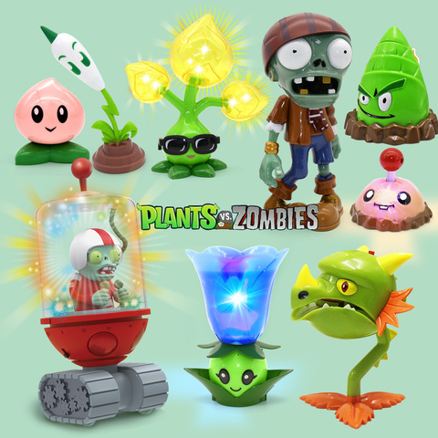 Plants vs Zombies-escudo caribeño, Zombie Moonflower, patata, mina, floración de oro, Rayo, caña, modelo de juguete que incluye batería ► Foto 1/6