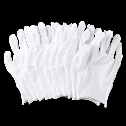 Guantes de algodón blanco para el hogar, Protector de manos fino suave, fácil de limpiar, antipolvo, para trabajo en exteriores, 6 pares ► Foto 1/6