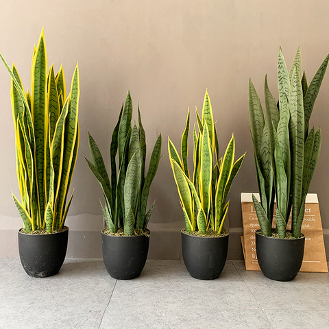 Plantas tropicales grandes artificiales, ramas de árbol en maceta, tigre falso, hojas de Sansevieria de plástico para decoración de escritorio DIY para el hogar, 68cm ► Foto 1/1