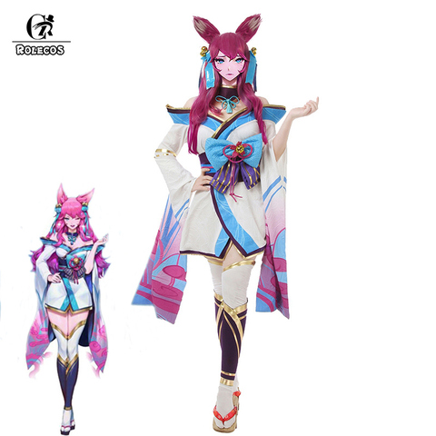 Disfraz de Cosplay de LOL Ahri para mujer, traje de Cosplay de LOL Ahri, con diseño de flor del Espíritu, para Halloween ► Foto 1/6