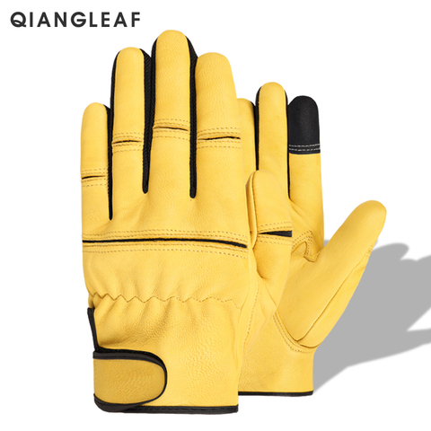 QIANGLEAF-guantes de trabajo mecánicos de seguridad, de piel de oveja, industriales, para jóvenes y trabajadores, venta al por mayor, envío rápido, 550MY, 1 par ► Foto 1/6