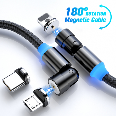 FONKEN-Cable de carga magnética 540 grados, Cable magnético giratorio 180 360, Cable Micro USB, cargador de carga magnético, Cable tipo C ► Foto 1/6