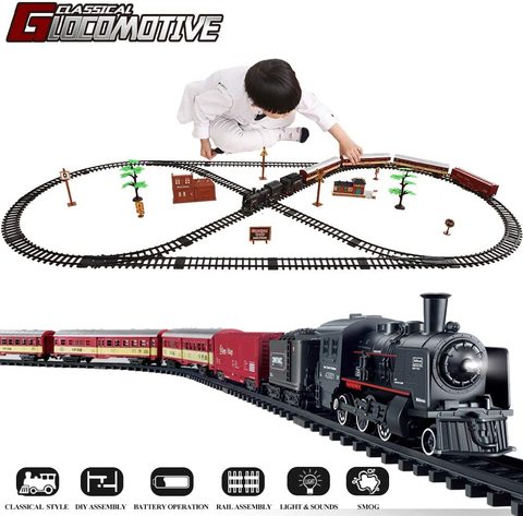 Tren Eléctrico de juguete para niños, tren de vías y vías, motor locomotor de vapor, modelo fundido a presión, juego educativo, regalo para chico ► Foto 1/6