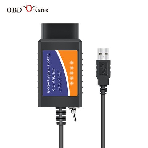 ELM327 OBD2 escáner elm 327 USB v1.5 Bluetooth lector de código de herramienta de escáner de diagnóstico para automóvil para Forscan automotriz ► Foto 1/6
