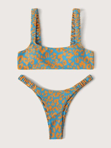 Bikini pequeño con realce para mujer, traje De baño pequeño con Tanga con relleno y estampado De leopardo y naranja, cintura baja, 2022 ► Foto 1/6