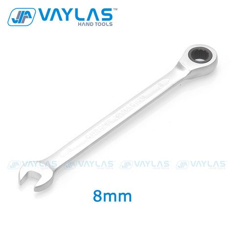 VAYLAS-llave de combinación pulida y opaca, cabezal fijo de trinquete 72T y llave inglesa de alto Torque de extremo abierto, herramienta manual de reparación, 8mm ► Foto 1/6