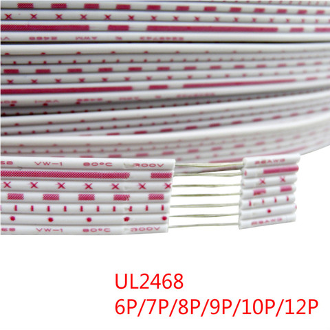 1 metro UL2468 Cable plano de cinta 26AWG pantalla LED 2,54mm Cable de cinta de PVC rojo y blanco 4P 5P 6P 7P 8P 9P 10P 12P ► Foto 1/2