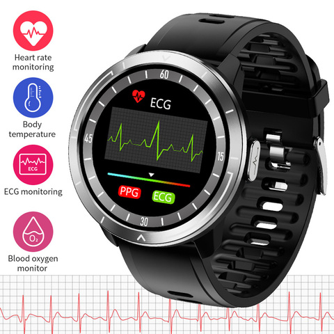 Reloj inteligente ECG PPG para hombre, pulsera con monitor de frecuencia cardíaca y oxígeno, 24H, temperatura corporal, pantalla OLED de 1,3 pulgadas, reloj inteligente con presión arterial ► Foto 1/6