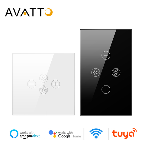 AVATTO Wifi inteligente ventilador interruptor de la luz de la UE/ventilador de techo lámpara interruptor Tuya remoto varios Control de velocidad trabajar con Alexa de Google ► Foto 1/6