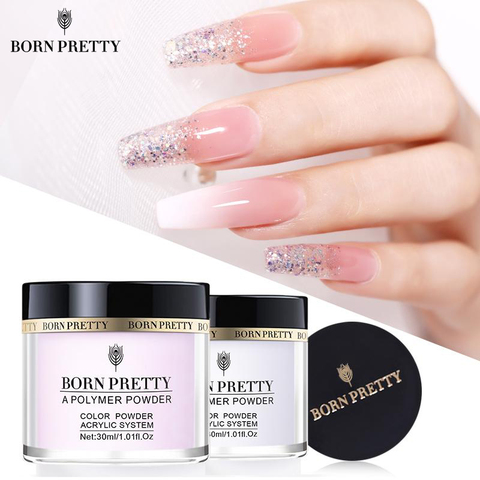 BORN PRETTY 30ml polvo acrílico tallado uñas polímero punta extensión francés Rosa Blanco claro adhesivo Rhinestone uñas arte en polvo ► Foto 1/6