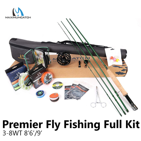 Maximumcatch Premier AVID 8'6''/9 3-8WT completa Fly Rod carrete línea ganchos de Combo completo volar faenar Kit ► Foto 1/6