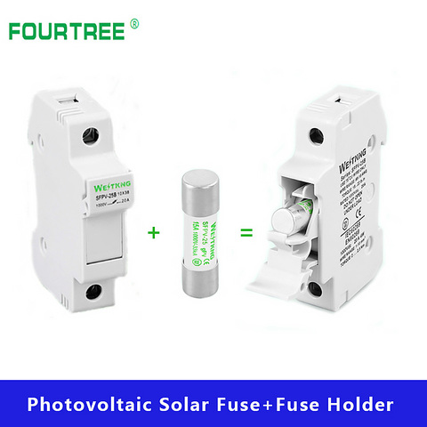 1Set fotovoltaica soporte de fusible Solar con 10*38mm DC 1000V 1A 3A 5A 10A 15A 20A 25A 32A para combinador caja Solar sistema de protección ► Foto 1/6