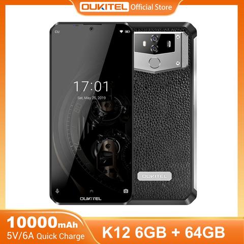 OUKITEL-Teléfono móvil k12 con reconocimiento de huella dactilar, smartphone con Android 9,0, 6,3'', 19,5:9, 6G RAM, 64G ROM, NFC, 10000mAh, 5V/6A, con carga rápida, MTK6765 ► Foto 1/6