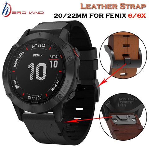 Correa de muñeca de liberación rápida para Garmin Forerunner 935/945, banda de cuero para reloj Garmin Fenix 5 6 5S 6S 5X 6X Pro ► Foto 1/6