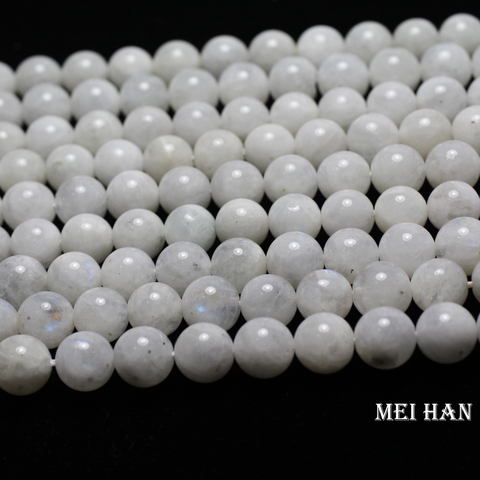 Meihan-Cuentas redondas lisas de piedra lunar para fabricación de joyas, lote de 38 unidades/set/53g/) A + 9,5-10,5mm, diseño de joyería ► Foto 1/5
