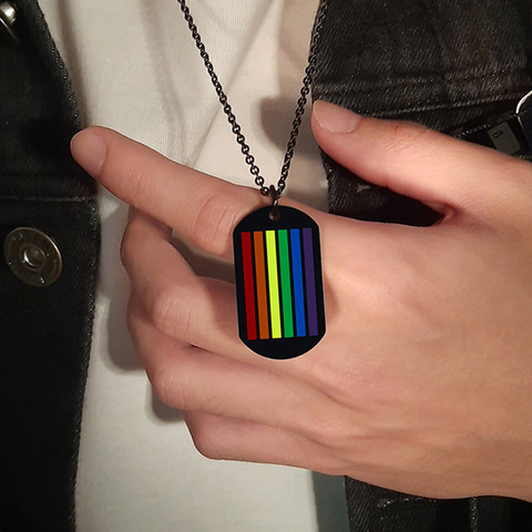 Arco Iris Orgullo Gay LGBT Etiqueta de perro militar COLLAR COLGANTE para mujer hombres de acero inoxidable joyería de la cadena de regalo ► Foto 1/6