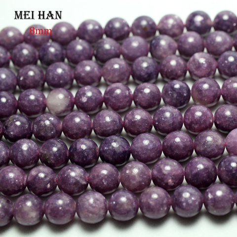 Meihan natural Lepidolite 8mm 9,5-10mm y 12mm Lisa redonda cuentas para fabricación de joyería diy diseño ► Foto 1/3