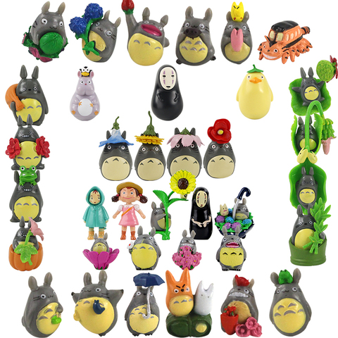 Figuras de decoración de personajes de My neronic, muñecos de Totoro con paraguas, mascarilla de champiñones y flores, juguetes en miniatura de PVC ► Foto 1/6