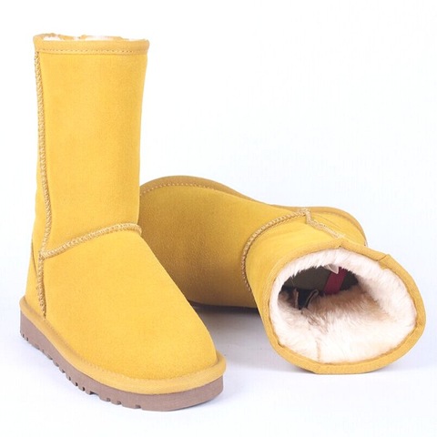 Botas de nieve de piel de vaca auténtica para mujer, 100% a la moda, clásicas australianas, cálidas, zapatos con suelas antideslizantes para invierno ► Foto 1/5