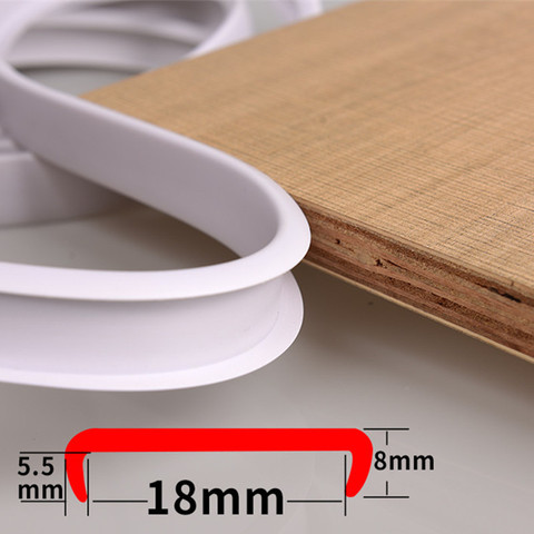 Cinta de sellado de bandas de borde de pvc autoadhesiva, hojas de chapa en forma de U de 18mm para muebles, armario, guarda para el borde del escritorio protector, 1M ► Foto 1/6