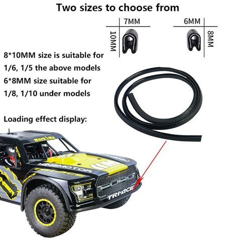 Carcasa de coche de control remoto tipo U, 1M, protectores de borde de protección, tira embellecedora, compatible con 1/5, 1/8, 1/10, hpi baja losi HSP Traxxas TRX-4 Axial SCX10 D90 ► Foto 1/5