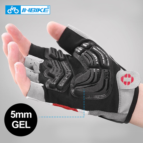 INBIKE-guantes medio dedo de ciclismo almohadilla a prueba de golpes, Para deporte, verano, gimnasio y ciclismo de montaña ► Foto 1/6