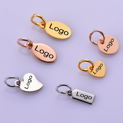 Etiquetas de logotipo pequeño de acero inoxidable, accesorio personalizado, piezas de joyería, collar, accesorios para Logos, disco, no se puede apagar el Color, 30 Uds. ► Foto 1/3