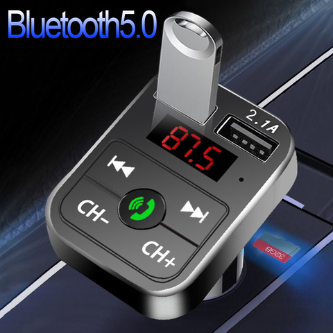 JINSERTA-reproductor Mp3 Bluetooth 5,0 para coche, receptor de Audio manos libres con Transmisor FM, Cargador USB Dual de 3.1A, compatible con TF/U Disk ► Foto 1/6