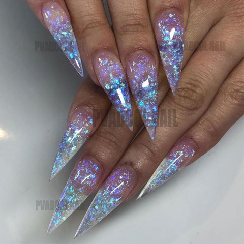 Gel acrílico holográfico para decoración de uñas, pigmento de escamas irregulares, color azul, grueso, brillante, Nail Art ► Foto 1/6