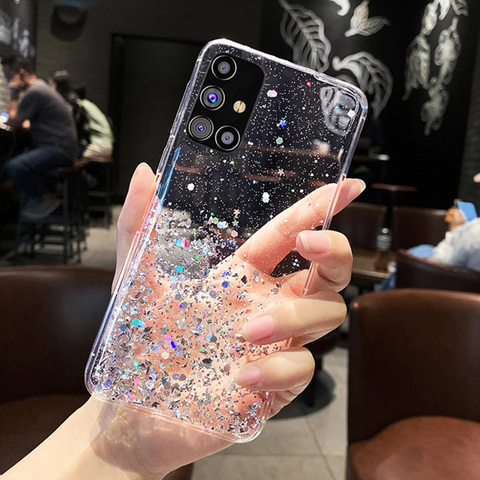 Bling Glitter estrella caso para Samsung Galaxy A02S A12 A42 A71 A51 A31 A21S M51 M31 S21 Ultra S20 FE S10 S9 Plus nota 10 Lite funda ► Foto 1/6