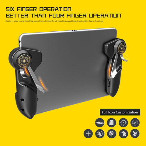 AK-PAD6K para juego PUBG controlador seis dedo L1 R1 fuego objetivo botón disparador Joystick Gamepad para IPad juego de Tablet ABS Accesorios ► Foto 1/6