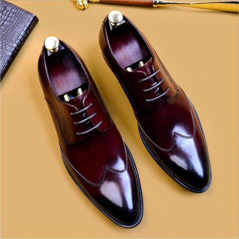 Sipriks-zapatos de vestir de cuero auténtico para hombre, calzado Formal de negocios, talla 36, 46, para otoño ► Foto 1/6