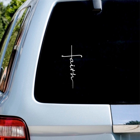 Faith Cross Decal pegatina de vinilo religioso cristiano decoración de ventana de coche, calcomanías de ordenador portátil cristianas para Apple MacBook Decor ► Foto 1/6