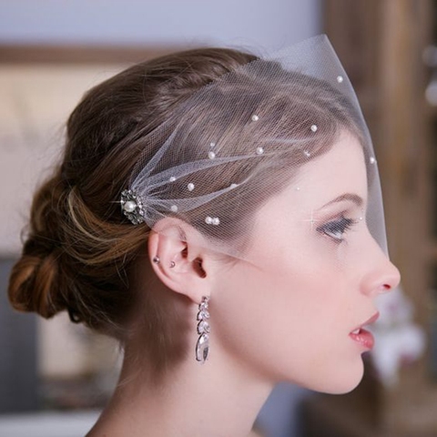 Velo De novia con perlas, jaula para pájaros, accesorio para el pelo, decoración De boda, 2022 ► Foto 1/2