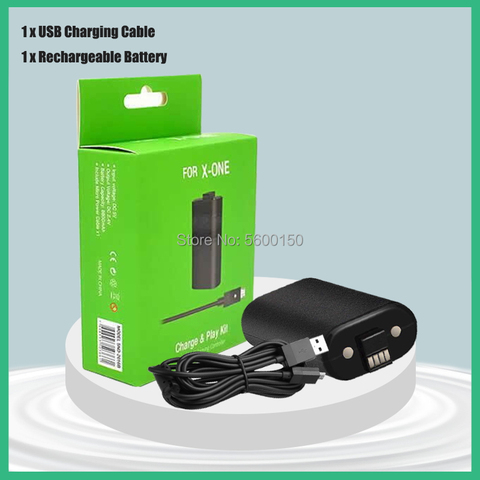 Paquete de batería recargable + Cable de carga USB de 2,75 m para mandos de juego inalámbrico Xbox One, baterías de repuesto para XBOX One/X ► Foto 1/6