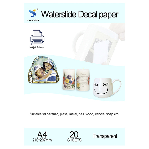 (20 unids/lote) papel de impresión transparente, calcomanía deslizante de agua de inyección de tinta de tamaño A4, papel de impresión transparente, calcomanía de deslizamiento de agua de inyección de tinta, papel gratis ► Foto 1/6