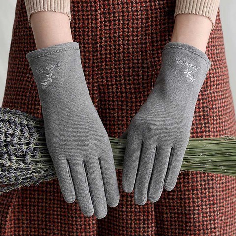 Guantes de invierno para mujer, manoplas deportivas transpirables y suaves, elegantes, con bordado de copos de nieve, para ciclismo, I14 ► Foto 1/6