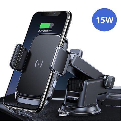 Cargador inalámbrico rápido Qi para coche, montaje de inducción con soporte de teléfono para coche, 15W, para iPhone 11, Samsung S20, S10, S9 ► Foto 1/6