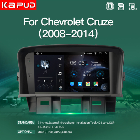 Kapud-Radio Multimedia con GPS para coche, Radio con reproductor de vídeo, navegador, Android 10,0, SIN DVD, estéreo, cuatro núcleos, Wifi, para Chevrolet Cruze 2003-2012 ► Foto 1/6