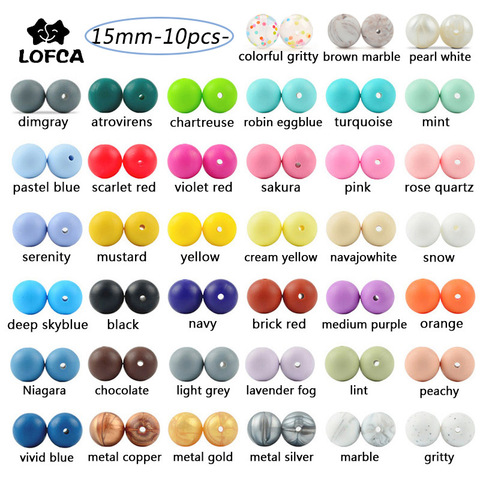 LOFCA 10 Uds cuentas silicona 15mm de tinte de corbata suelta perlas juguete mordedor bebé libre de BPA calidad alimentaria DIY masticar dijes, collar, joyería haciendo ► Foto 1/6