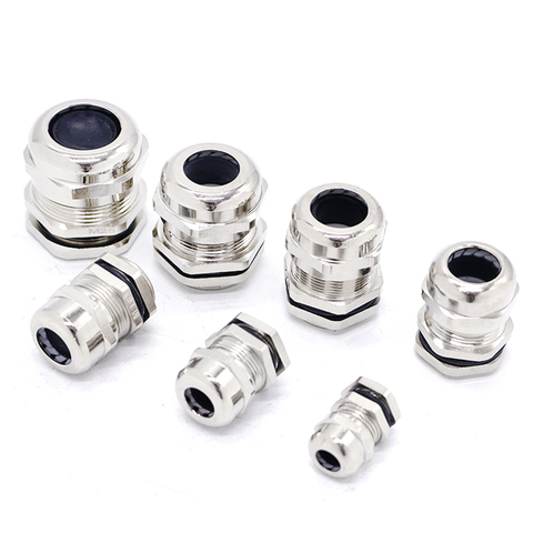 Cable impermeable glándula conector IP68 chapados en níquel latón Cable métrica M8 M10 M12 M14 M16 M18-M36 18-25mm para 4-8mm Cable ► Foto 1/6