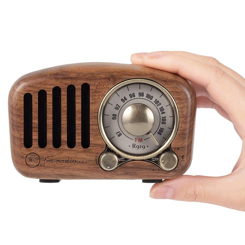 R919 clásico retro receptor de radio portátil Mini madera FM SD MP3 Radio Estéreo altavoz de radio con Bluetooth AUX USB recargable radio ► Foto 1/6