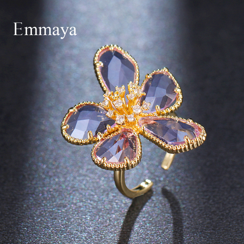 Emmaya Adorable flor en forma de anillo ajustable para mujer de moda joyas multicolores en fiesta de bodas distintivo ornamento ► Foto 1/6