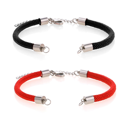 Cadena de eslabones ajustable para hacer pulseras, 2 uds., negro cordel rojo, conectores de acero inoxidable, Charms, fabricación de joyas ► Foto 1/6