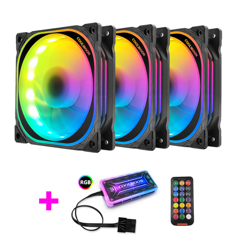 Coolmoon-ventilador enfriador de 120mm para PC, ventilador Rgb silencioso con Control remoto IR, interfaz de refrigeración, ventilador de ordenador ► Foto 1/6